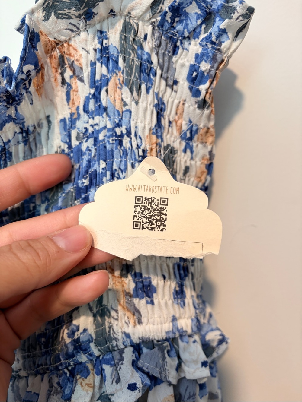 Altar’d State Blue Floral Smocked Midi Dress NWT XS Cottagecore Romantic - Picture 10 of 10